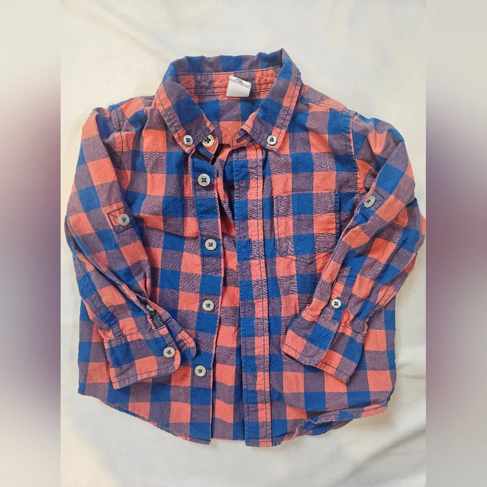 Baby Gap Toddler Button Down- Blue and Orange- 18-24 Months